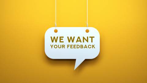 Sign saying We want your feedback