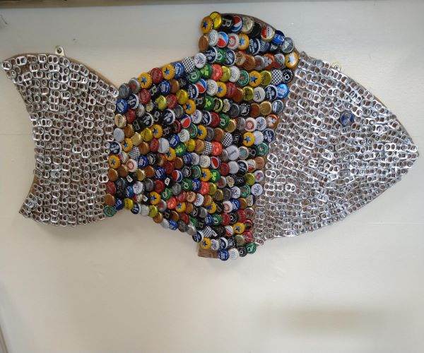 Recycled art piece of a fish